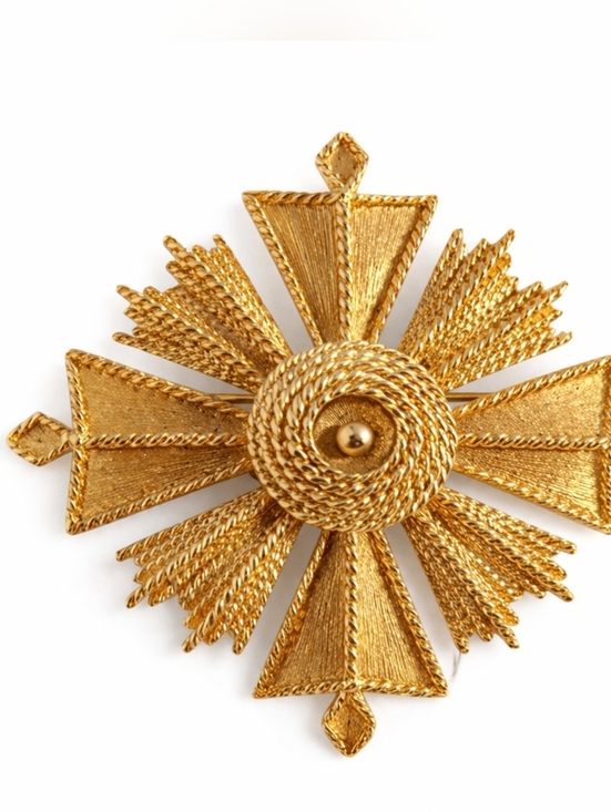 Monet Jewelry - Vintage Monet Maltese Cross Brooch – Gold Tone Statement Pin